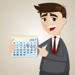 Cartoon Businessman Showing Weekend On Calendar Stock Photo