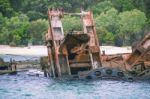 Sunk Shipwrecks At Tangalooma Island In Moreton Bay Stock Photo