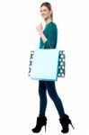 Young Girl Holding Shopping Bags Stock Photo