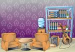 Cartoon  Illustration Interior Office Room With Separated Layers Stock Photo