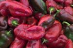 Red And Green Peppers At The Food Market Stock Photo