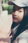 Portrait Of Thai Teen Beautiful Girl Happy And Relax Stock Photo