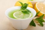 Mint Infusion Tea Tisane With Lemon Stock Photo