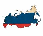 Russia Map On  Flag Drawing ,grunge And Retro Flag Series Stock Photo