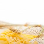 Italian Pasta Penne With Wheat Stock Photo