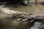 Bamboo Bridge Over The Creek Stock Photo