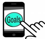 Goals Button Displays Aims Objectives Or Aspirations Stock Photo