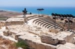 Restored Ampitheatre  In The Ruins At Kourion In Cyprus Stock Photo