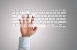 Hand On Keyboard Stock Photo