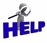 Help Character Shows Helpline Helpdesk Assist Or Support Stock Photo