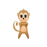 Monkey With Illustration Cute Cartoon Of Paper Cut Stock Photo