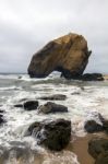 Beautiful Beach Of Santa Cruz, Located In Torres Vedras, Portugal Stock Photo