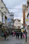 People In The Old Shopping Area Of Canterbury Stock Photo