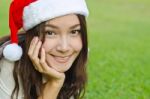 Beautiful Young Santa Clause Woman Stock Photo