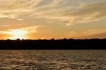 Isolated Photo Of An Amazing Sunset On A Lake Stock Photo