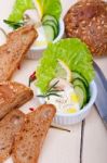 Fresh Garlic Cheese Dip Salad Stock Photo