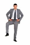 Businessman Foot On Step Stock Photo