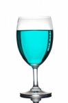 Blue Liquid In Wine Glass Stock Photo