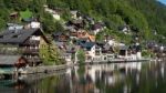 View Of Hallstatt From Hallstatt Lake Stock Photo