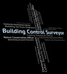 Building Control Surveyor Shows Word Buildings And Construction Stock Photo