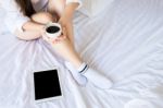 Portrait Of A Beautiful Young Lady Drinking Her Morning Coffee I Stock Photo