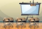 Cartoon  Illustration Interior Classroom With Separated Layers Stock Photo