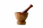 Wooden Mortar Stock Photo