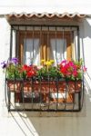 Typical Window Balcony With Flowers In Lisbon Stock Photo