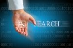 Hand Clicking Internet Search Page Stock Photo