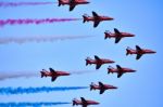 Red Arrows Formation Stock Photo