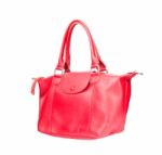 Beautiful Color Of Pink Leather Fashion Hand Bag Isolated White Stock Photo