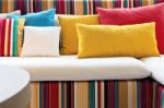 Colorful Cushion In Sofa Stock Photo