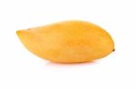 Ripe Mango Isolated On White Background Stock Photo