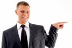 Pointing Businessman Stock Photo