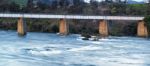 Country Bridge And River In Tasmania Stock Photo