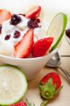 Fruit And Yogurt Salad Healthy Breakfast Stock Photo