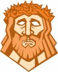 Jesus Christ Face Crown Thorns Retro Stock Photo