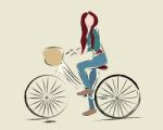 Woman Riding A Bicycle Stock Photo