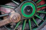 Close-up Steam Train Wheel At Sheffield Park Station East Sussex Stock Photo