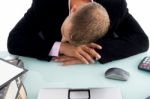 Sleeping Businessman At His Desk Stock Photo