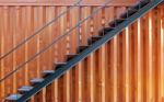 Steel Stairs With Cargo Container Stock Photo