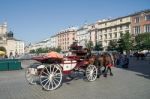 Carriage And Horses In Krakow Stock Photo