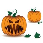 Pumpkin Scary Face Of Happy Halloween Isolated On White Background Stock Photo