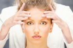 Woman On Head Massage Stock Photo