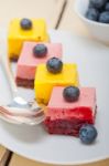 Strawberry And Mango Mousse Dessert Cake Stock Photo