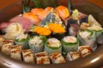 Fresh Sushi Choice Combination Assortment Selection Stock Photo