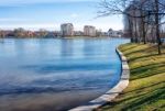 Promenade Near The Lake In The City Stock Photo