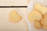 Heart Shaped Shortbread Valentine Cookies Stock Photo