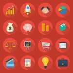 Business Flat Icon Set Stock Photo