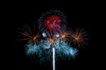 Fireworks Light Up In The Night Sky, Dazzling Scene Stock Photo